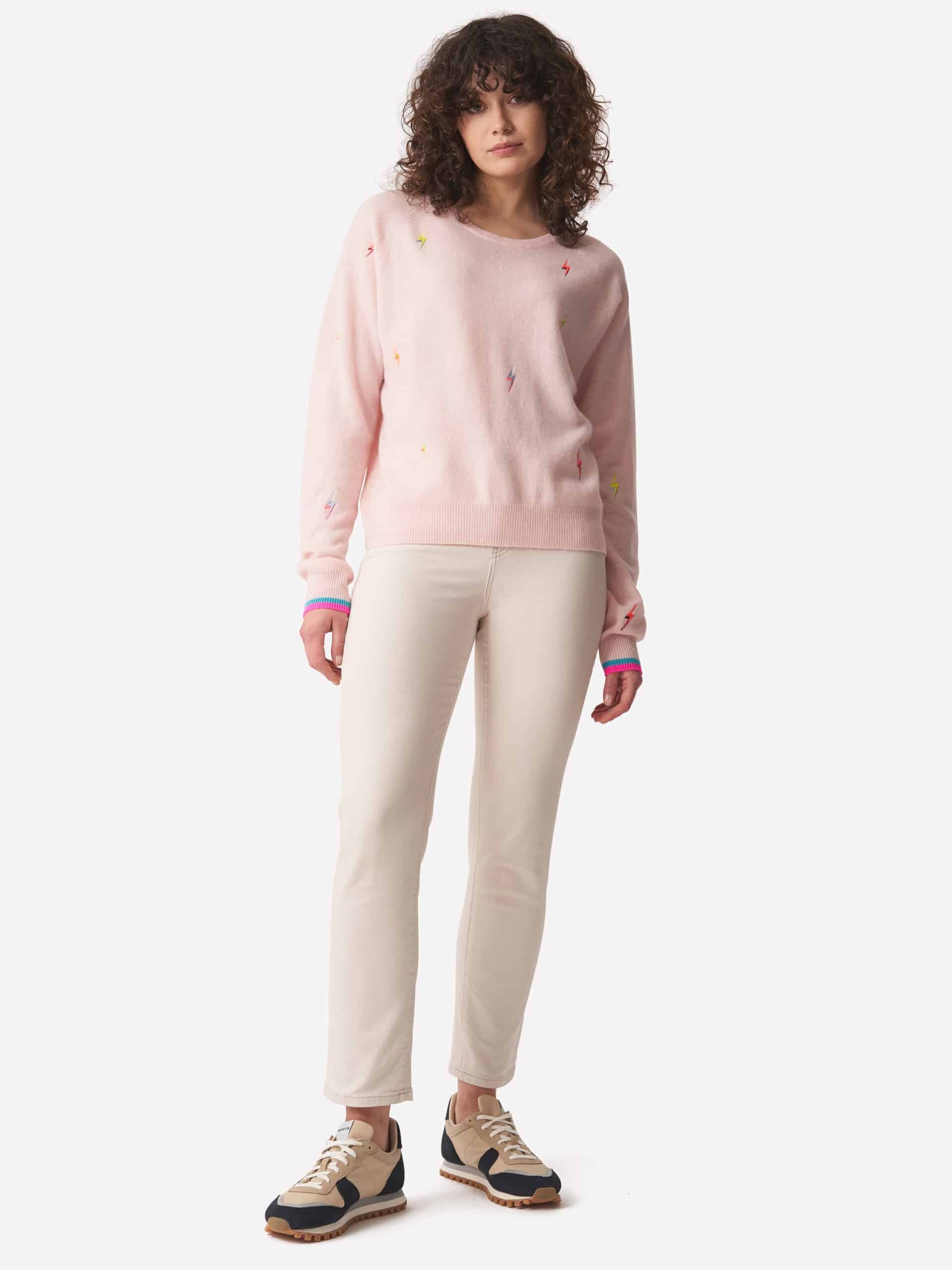 Brodie Cashmere Lightening Bolt Mini Jumper in Cherry Pink