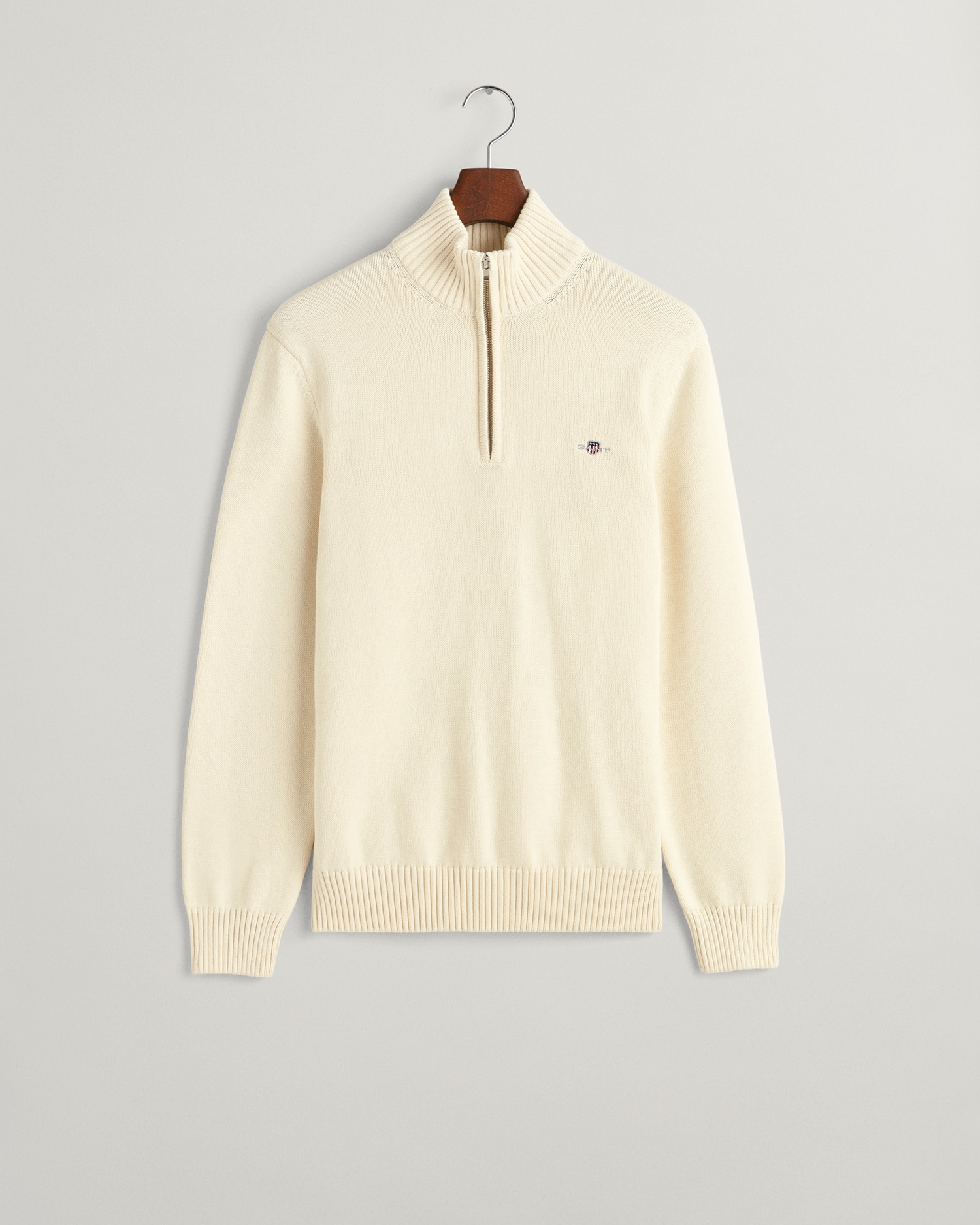 Gant Casual Cotton Half-Zip Sweater in Cream