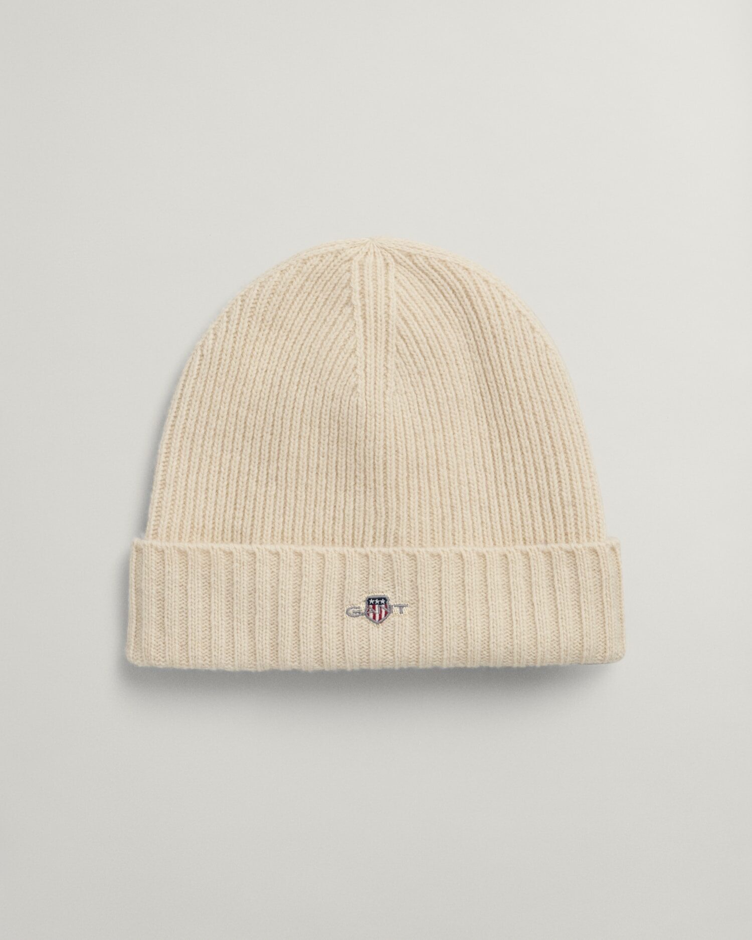 Gant Shield Wool Beanie in Cream