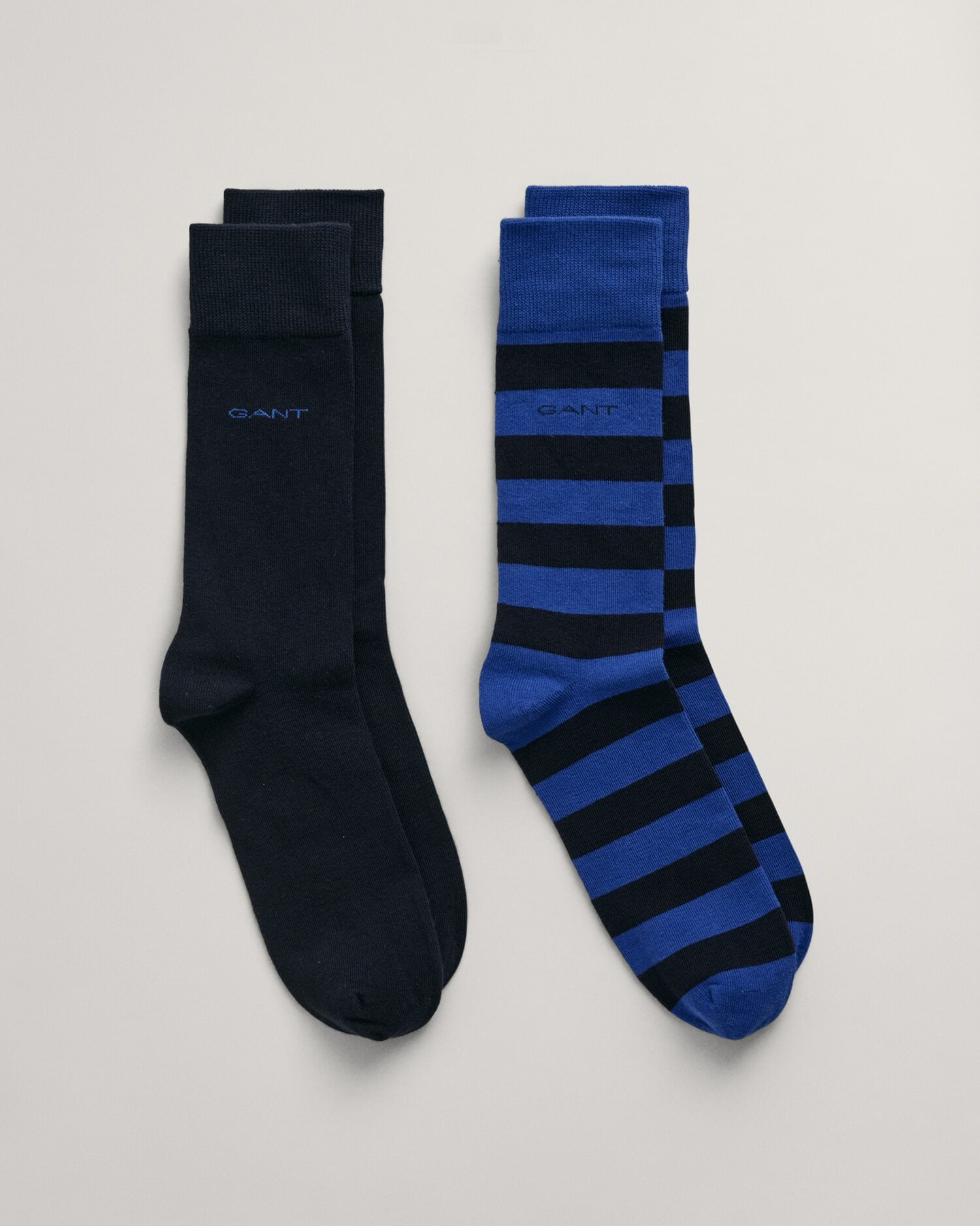 Gant 2-Pack Barstripe and Solid Socks in Blue