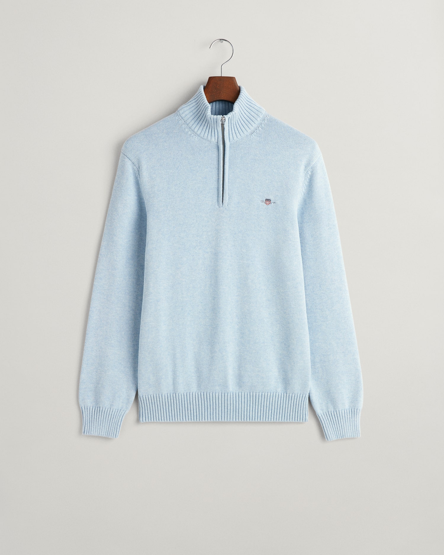 Gant Casual Cotton Half-Zip Sweater in Light Blue