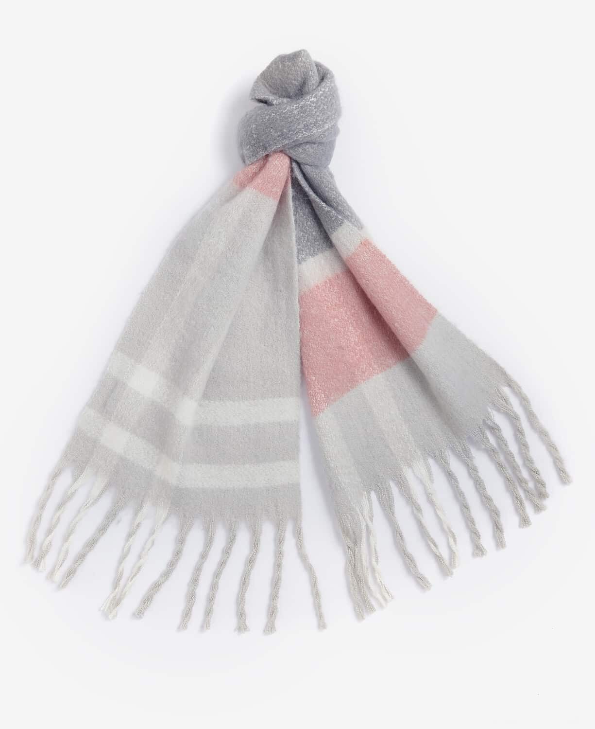 Isla Tartan Boucle Scarf – Pearl Grey Tartan