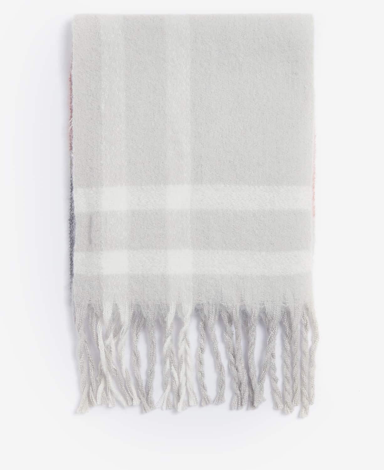 Isla Tartan Boucle Scarf – Pearl Grey Tartan