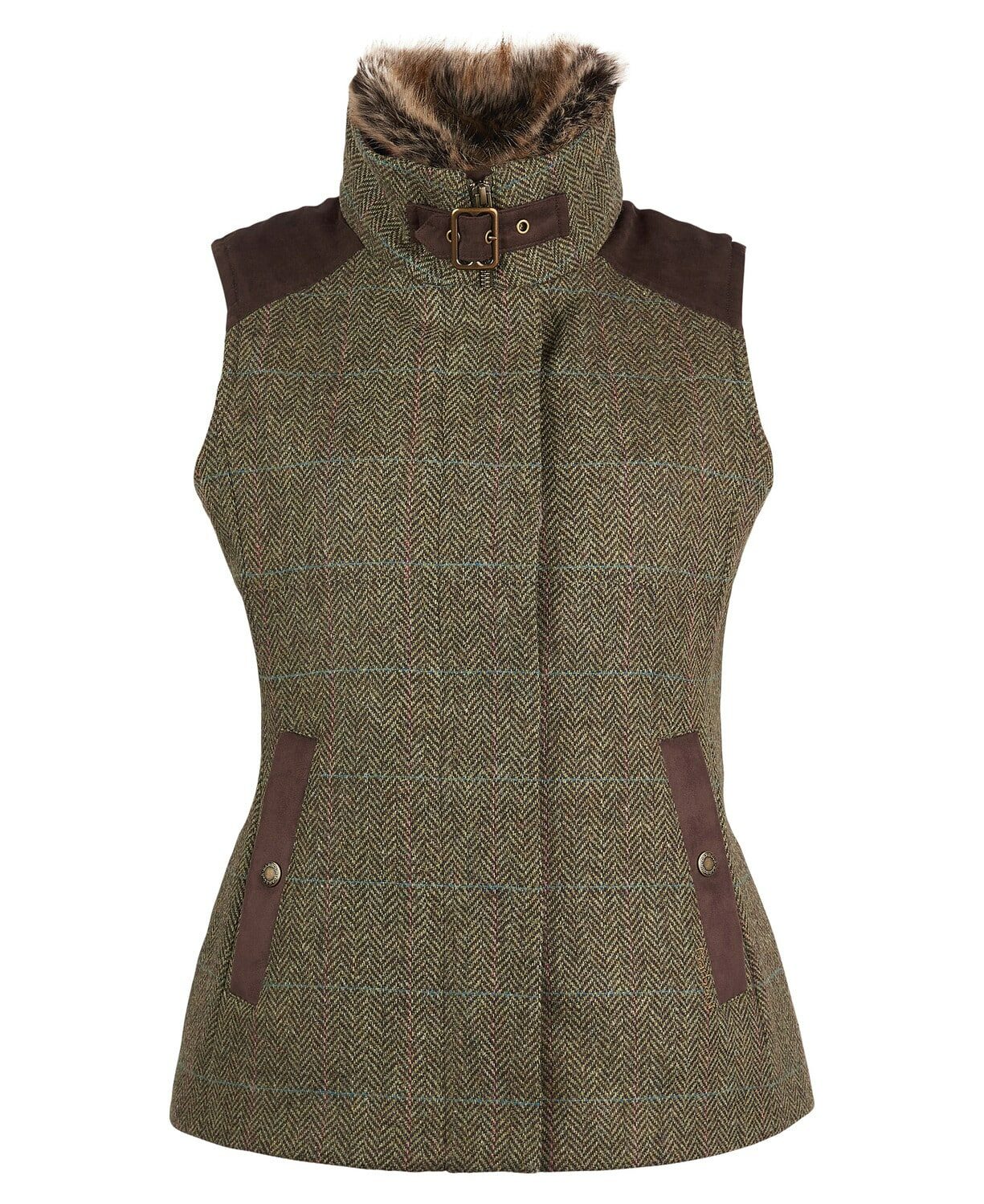 Alder Wool Tweed Gilet – Gardenia/Brown