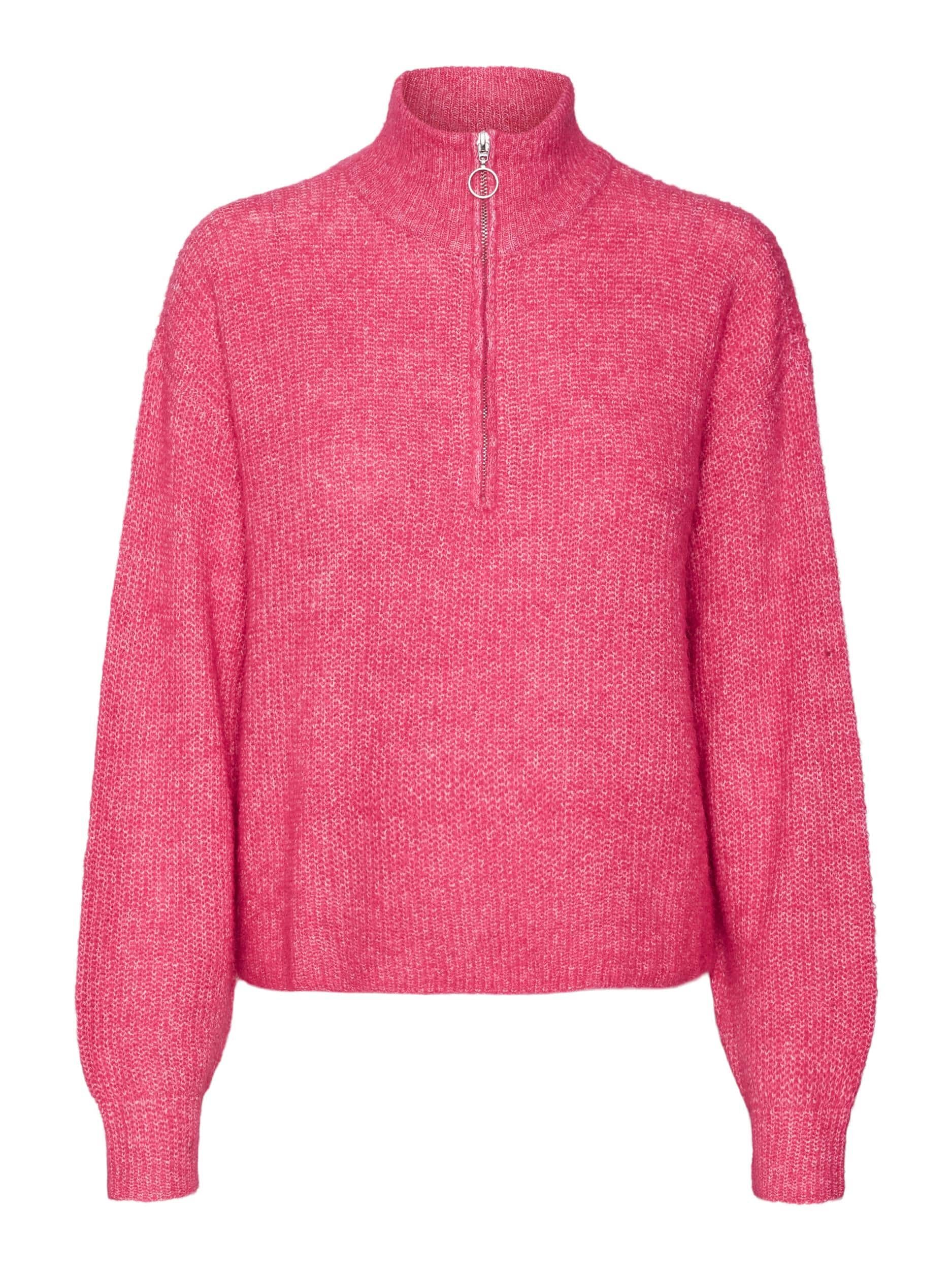 Vero Moda Mili Quarter Zip in Fuschia Pink