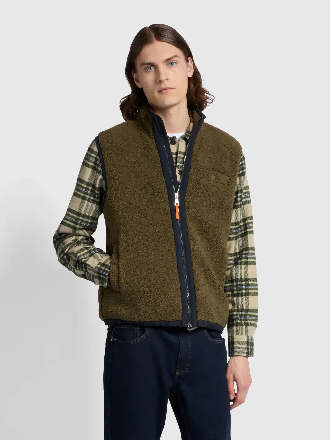 Full Zip Gilet – Olive Green