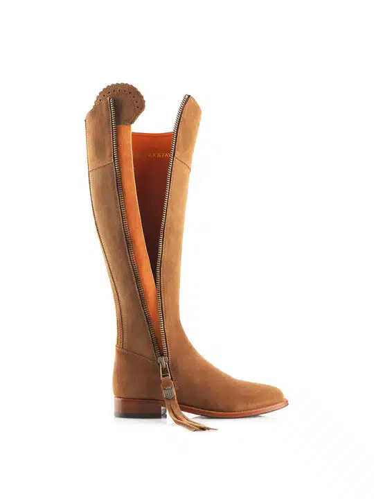 The Regina Tall Boot – Tan Suede, Narrow Calf