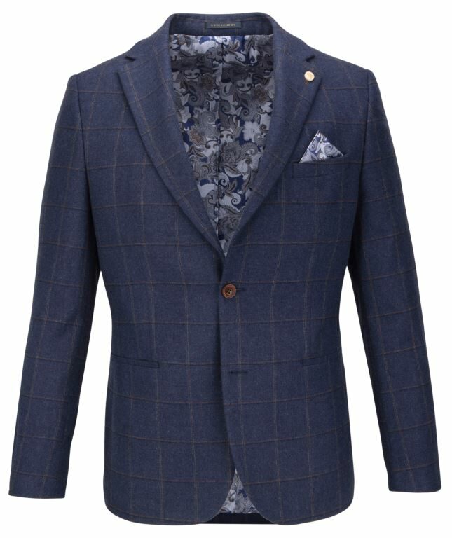 CHECK WOOL BLEND BLAZER – BLUE