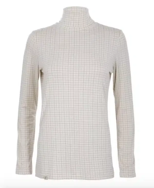 Multi Check Silky Roll Neck – Green, brown and blue check
