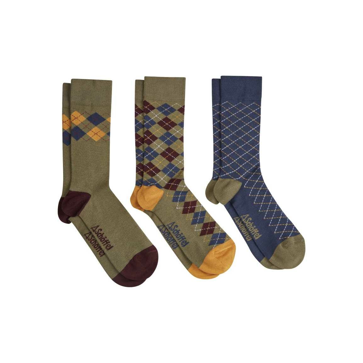 3 Pack Gift Box Socks – Mustard Argyle