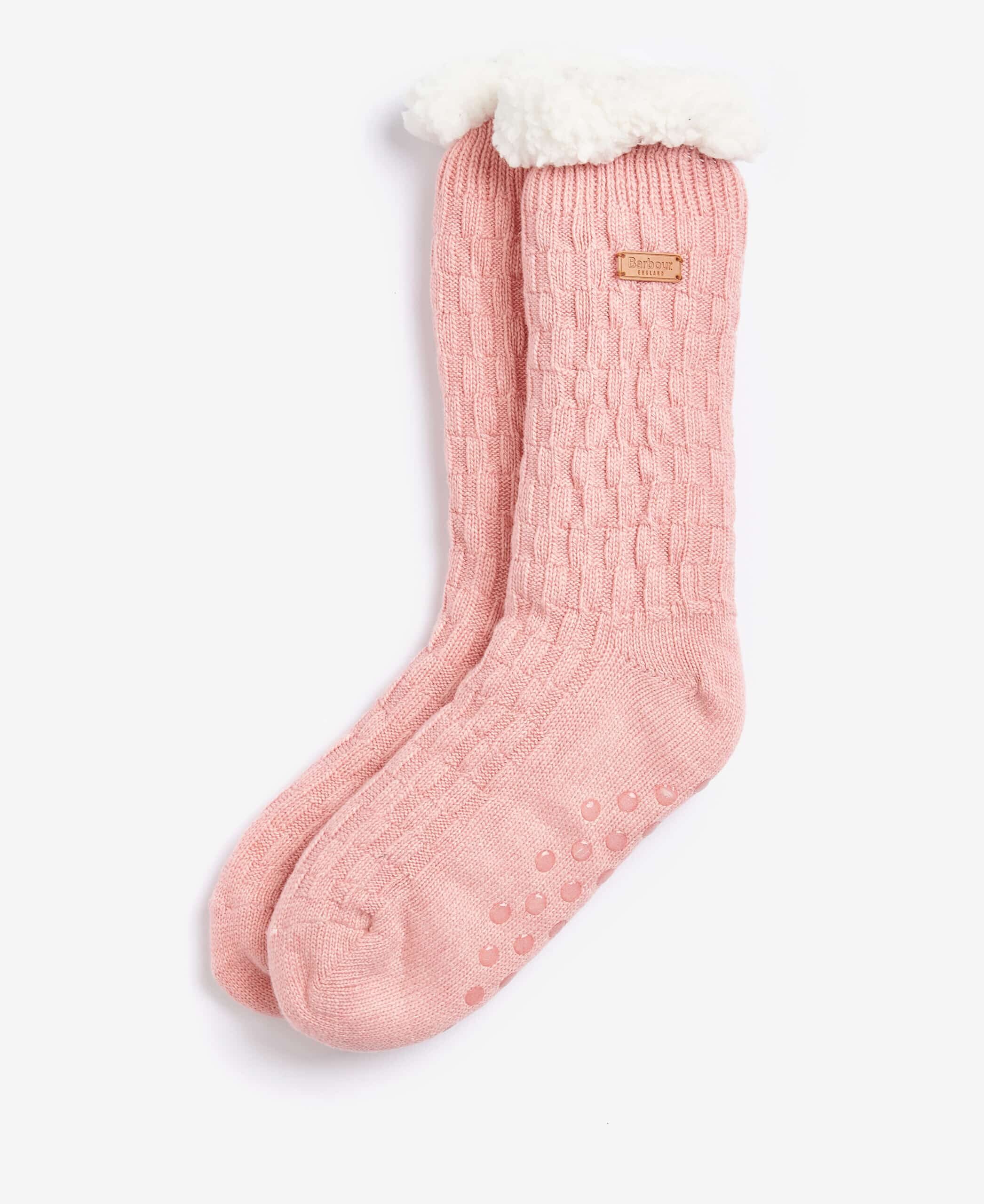 Lounge Socks – Pink Cable Knit