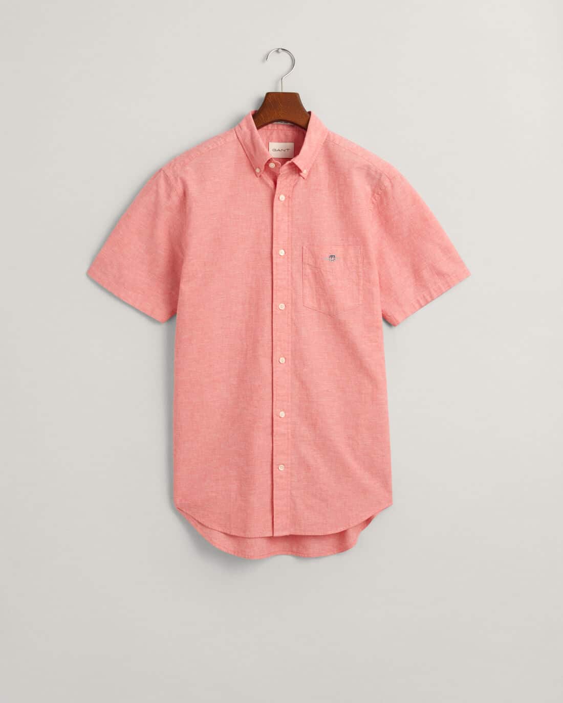 Regular Fit Cotton Linen Short Sleeve Shirt- Sunset