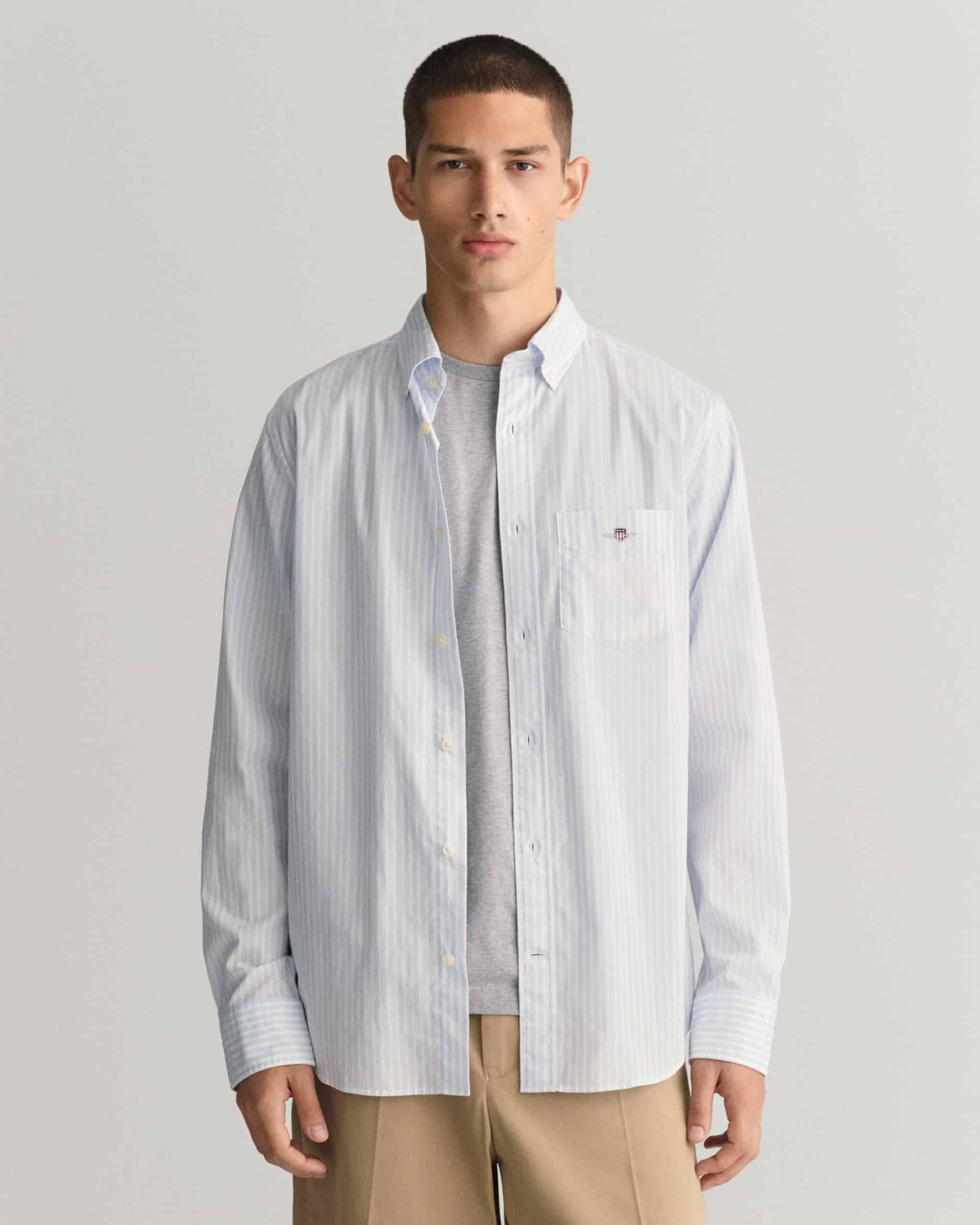 Regular Fit Striped Poplin Shirt – Stripe Blue