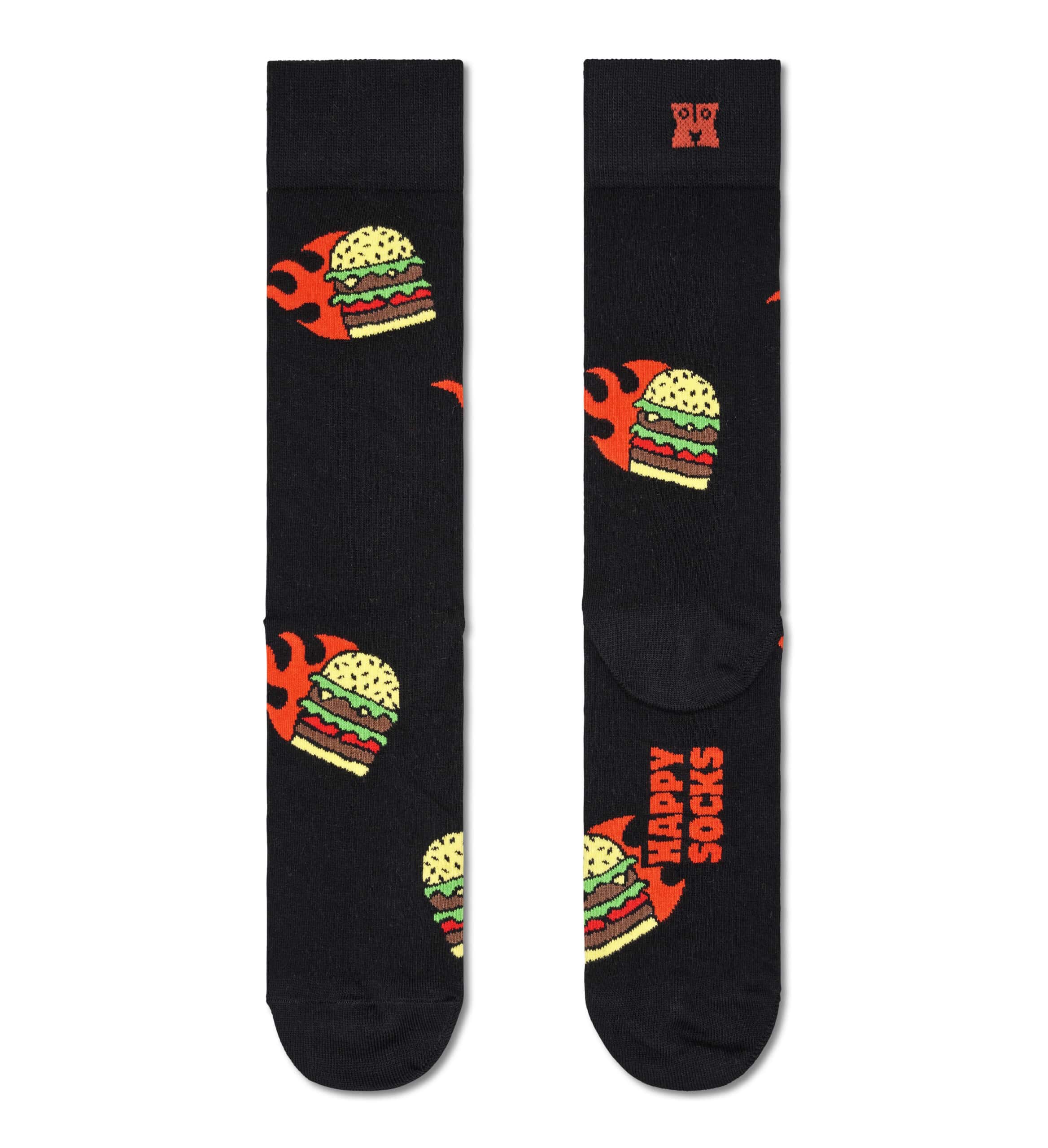 Flaming Burger Socks – Black