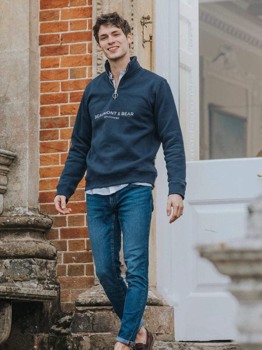 Kingswear Unisex 1/4 Zip – Washed Navy