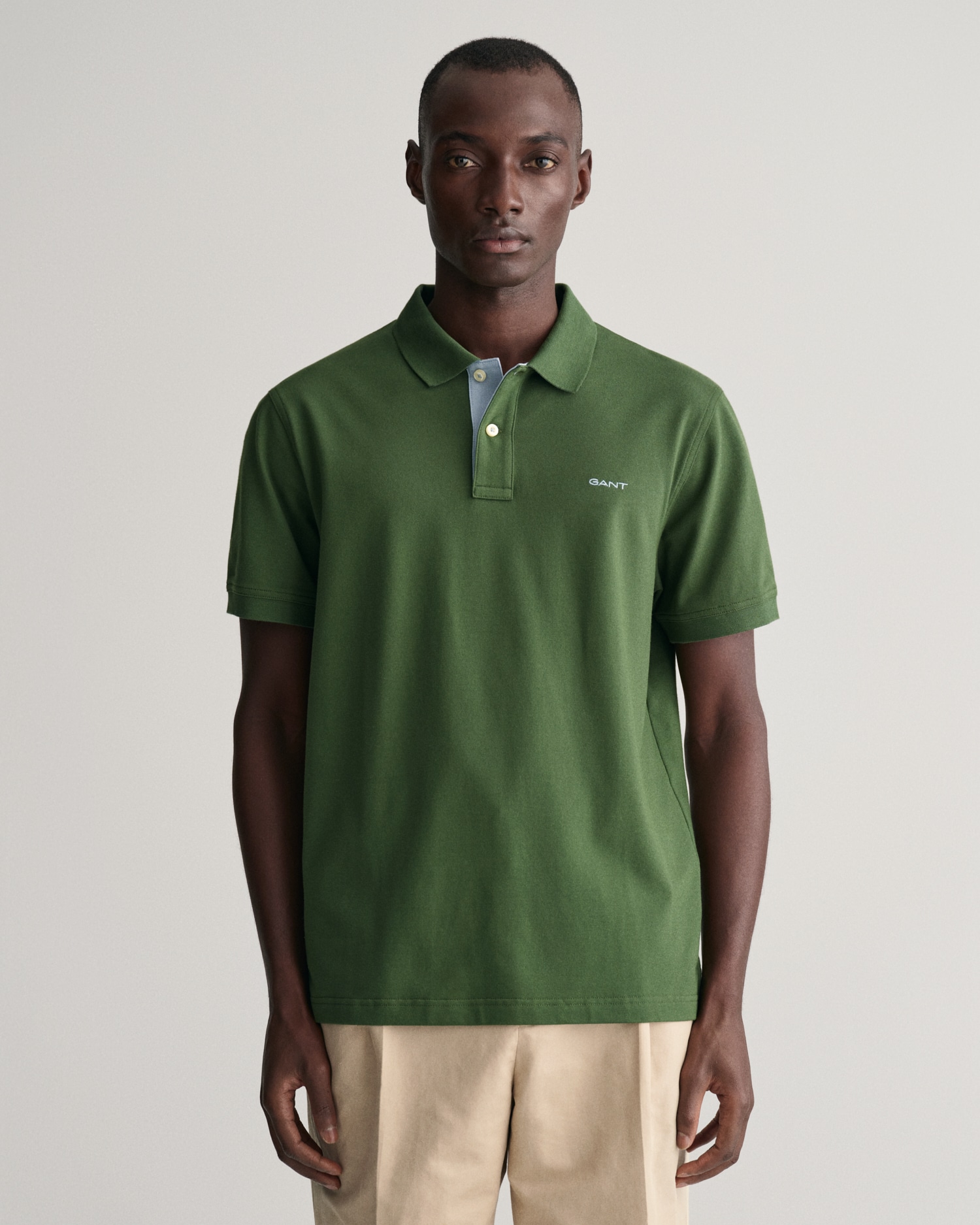 Contrast Pique Polo Shirt – Pine Green