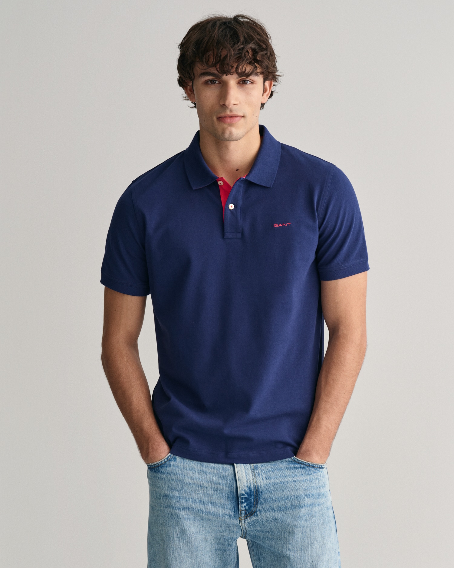 Contrast Pique Polo Shirt – Persian Blue