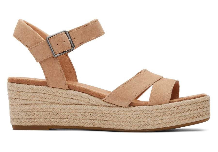 Audrey Suede Wedge Sandal – Honey Size 4