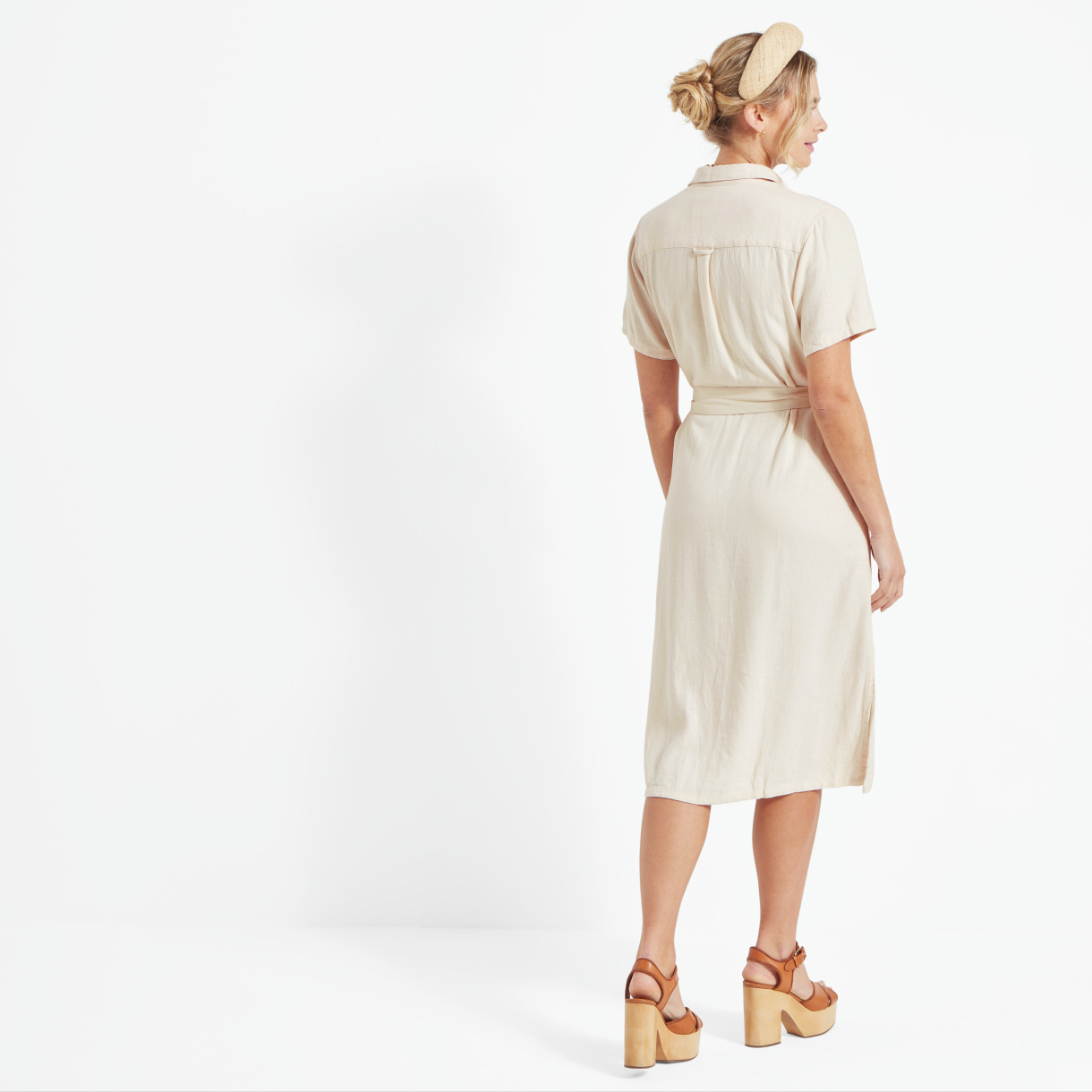 Daisy Linen Dress – Oat Size 16