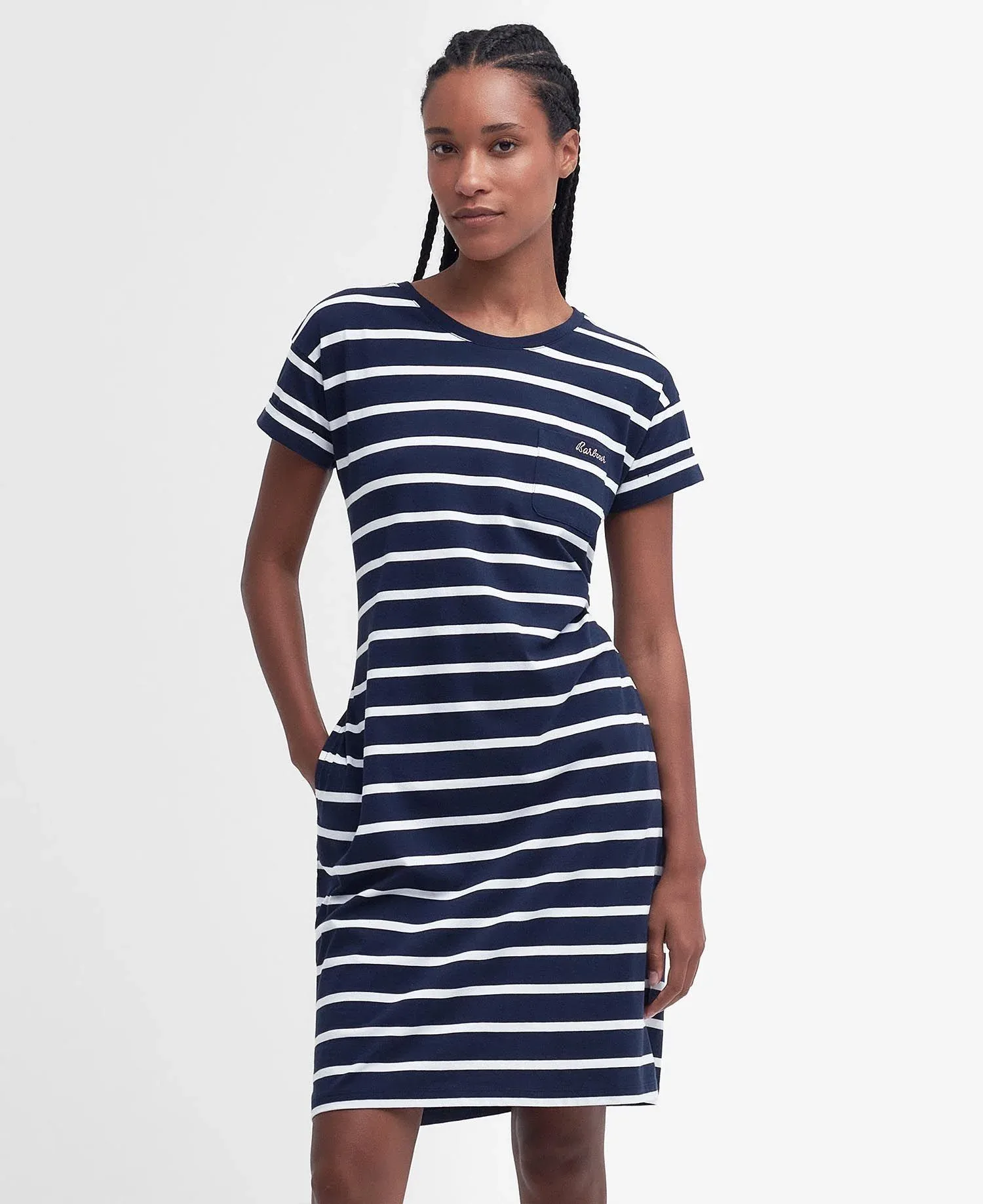 Otterburn Striped Midi Dress – Navy/ White