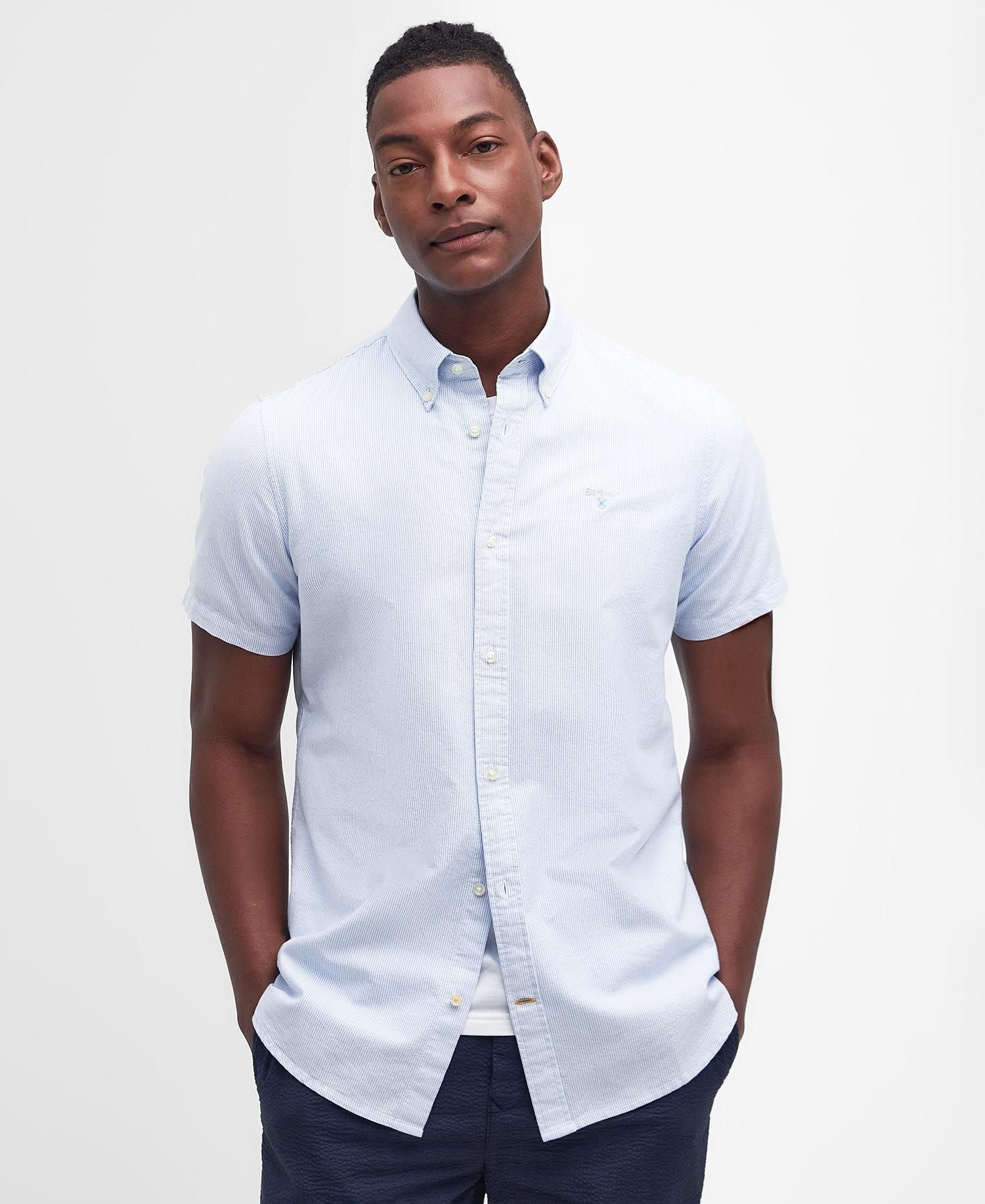 Oxford Tailored Long-Sleeved Striped Shirt – Sky Blue