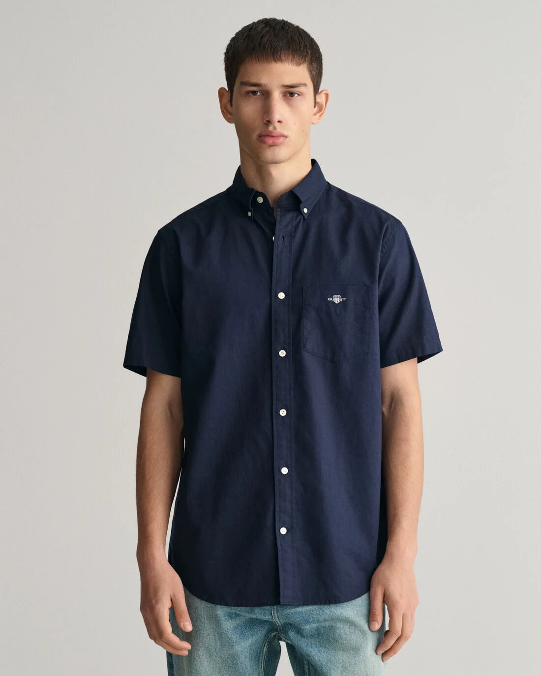 Cotton Linen Short Sleeve Shirt – Evening Blue