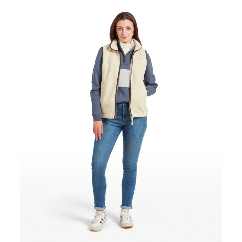 Lyndon Retro Fleece Gilet – Ecru
