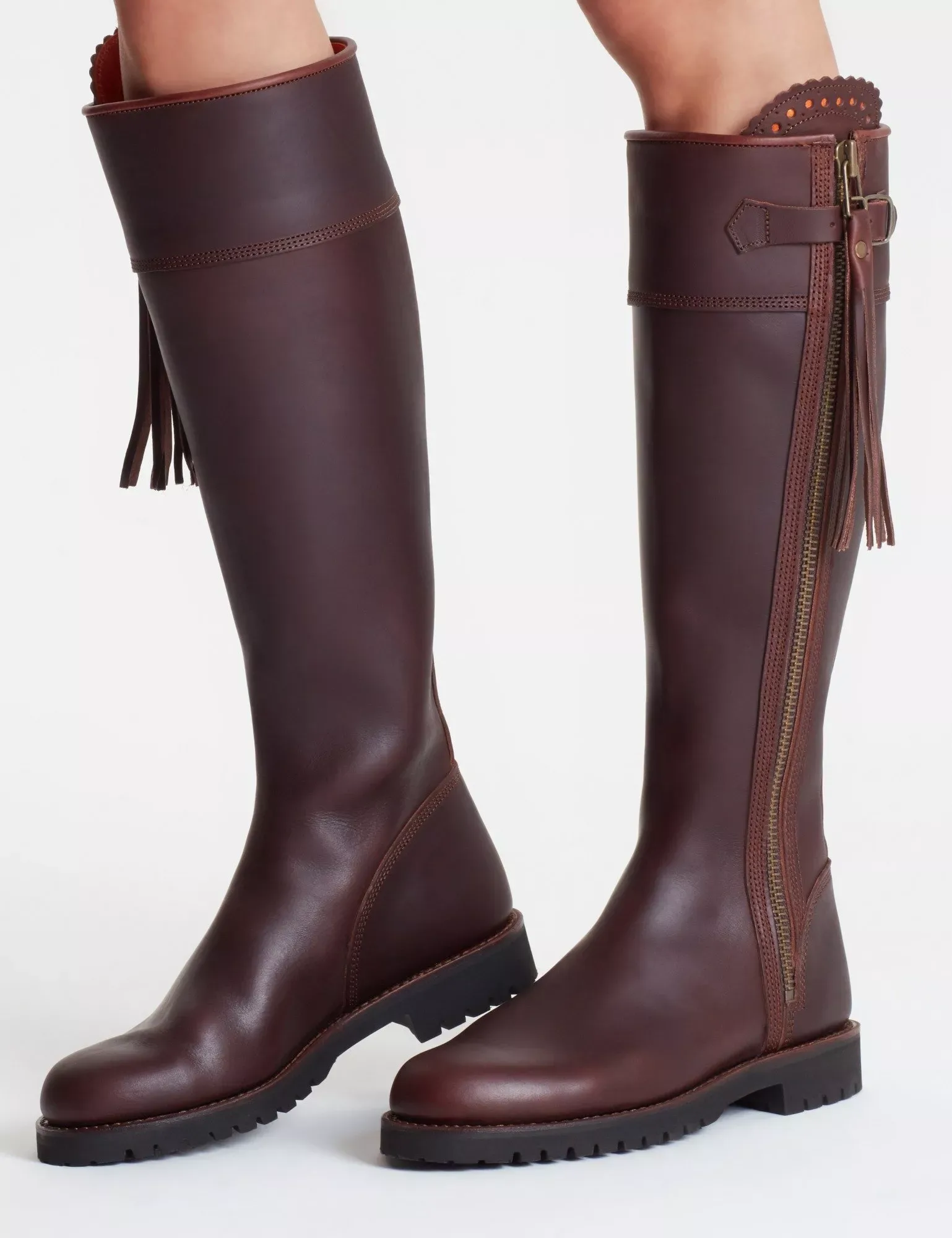 Long Tassel Boots +3cm – Conker Size 37/4
