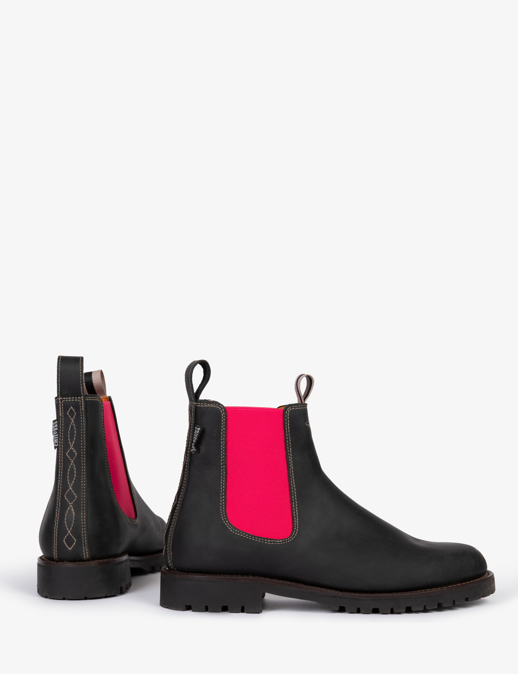 Nelson Leather Boots – Black/Neon Pink