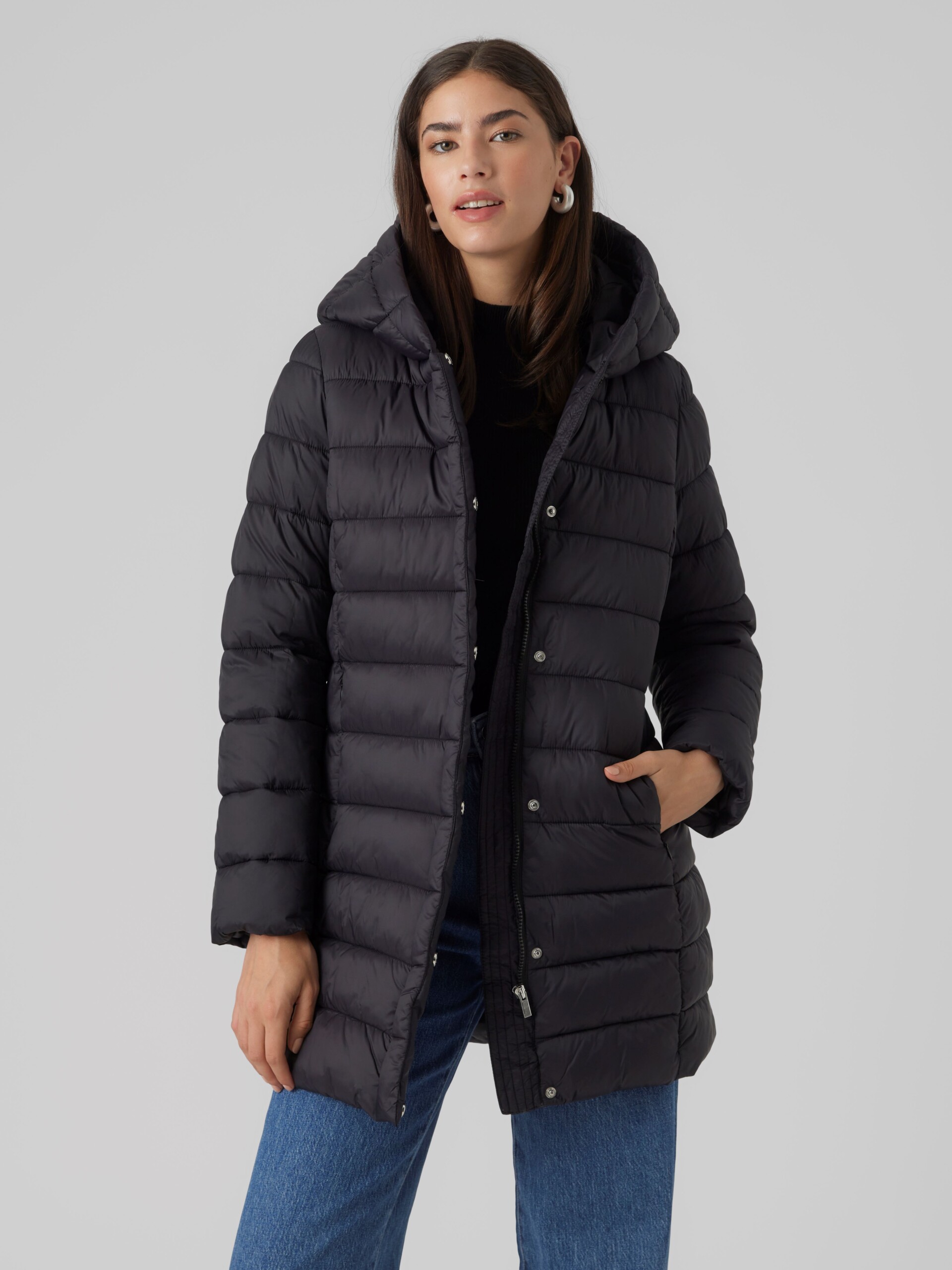 Carmen Quilted Puffer Coat – Black