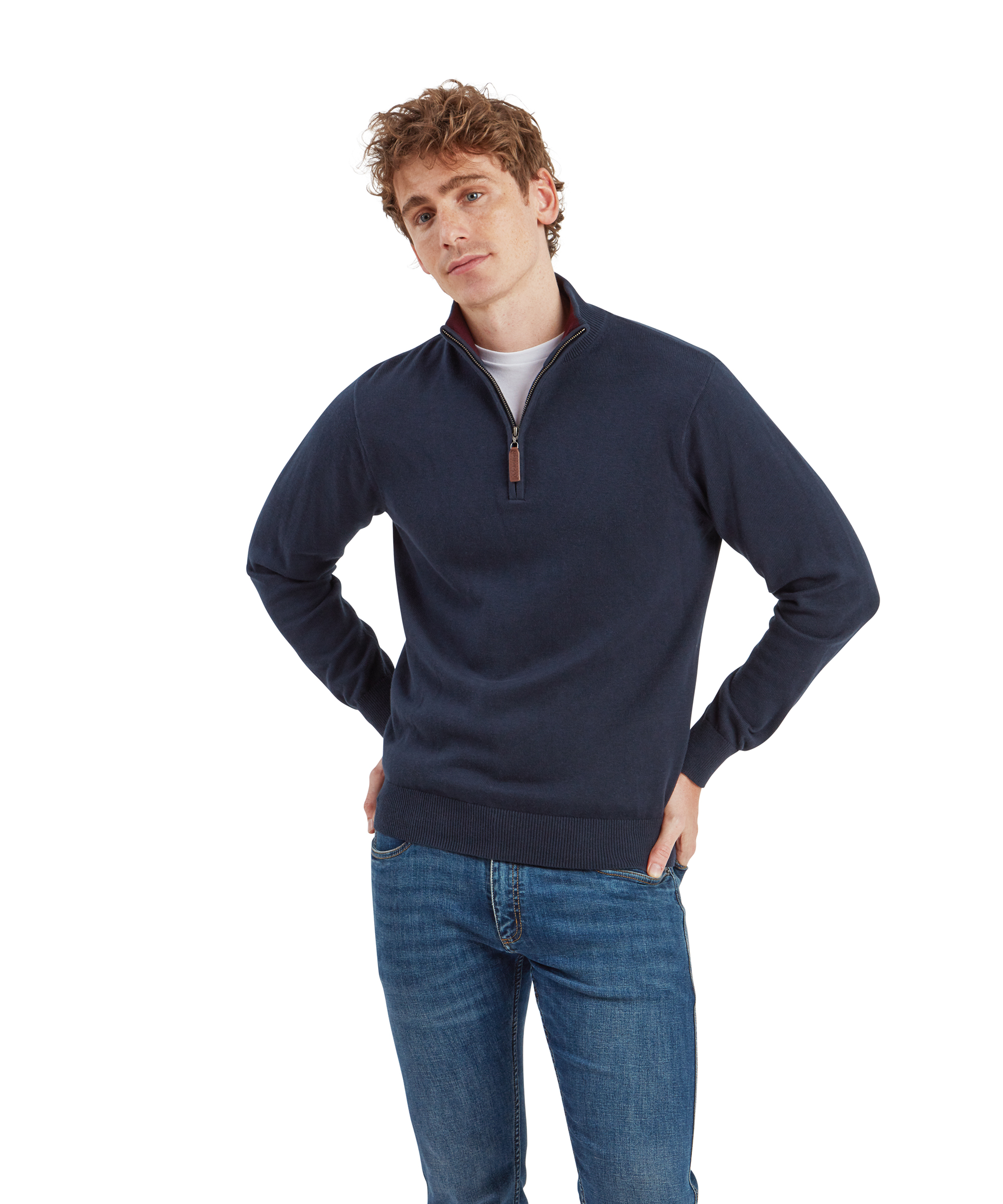 Calton Cotton Cashmere 1/4 Zip – Petrol