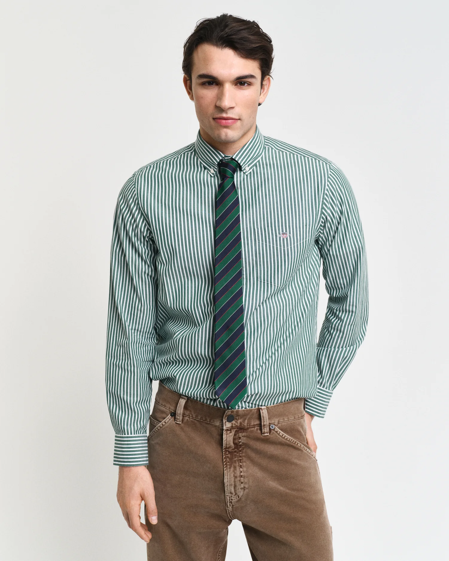 Classic Striped Shirt – Forest Green