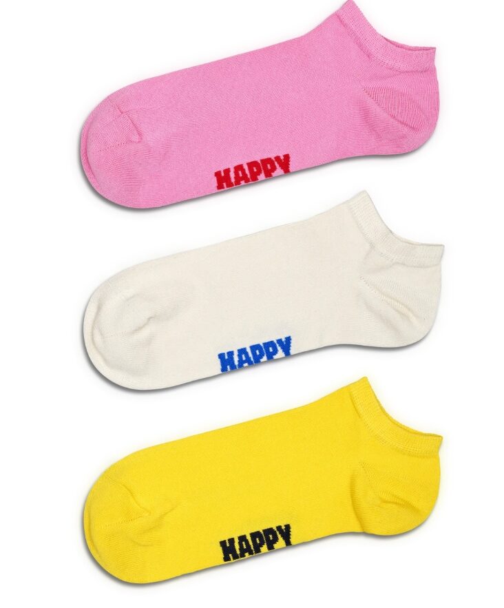 3-Pack Solid Trainer Socks – Pink/Cream/Yellow