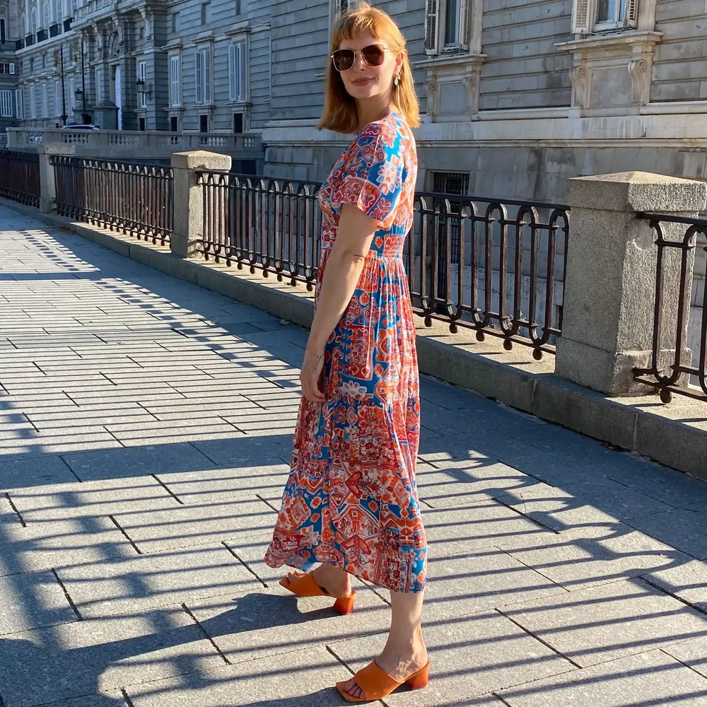 Daphne Aztec Dress – Coral