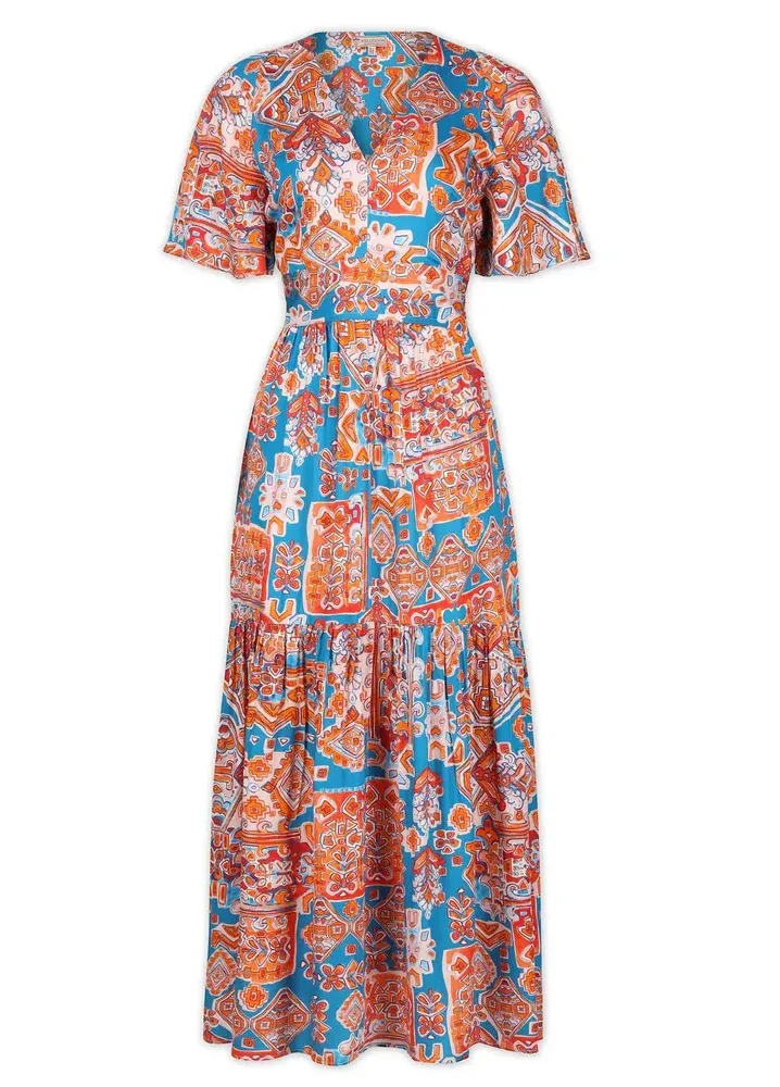 Daphne Aztec Dress – Coral