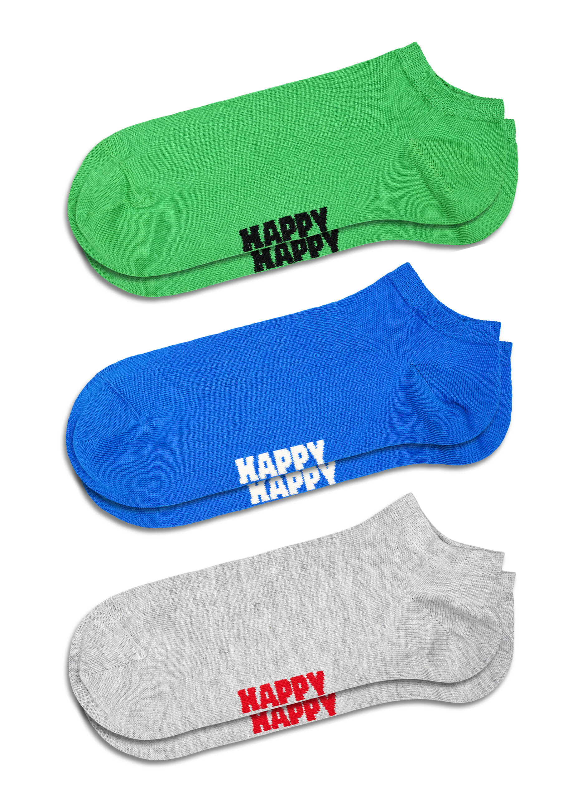 3-Pack Solid Trainer Socks – Grey/Blue/Green