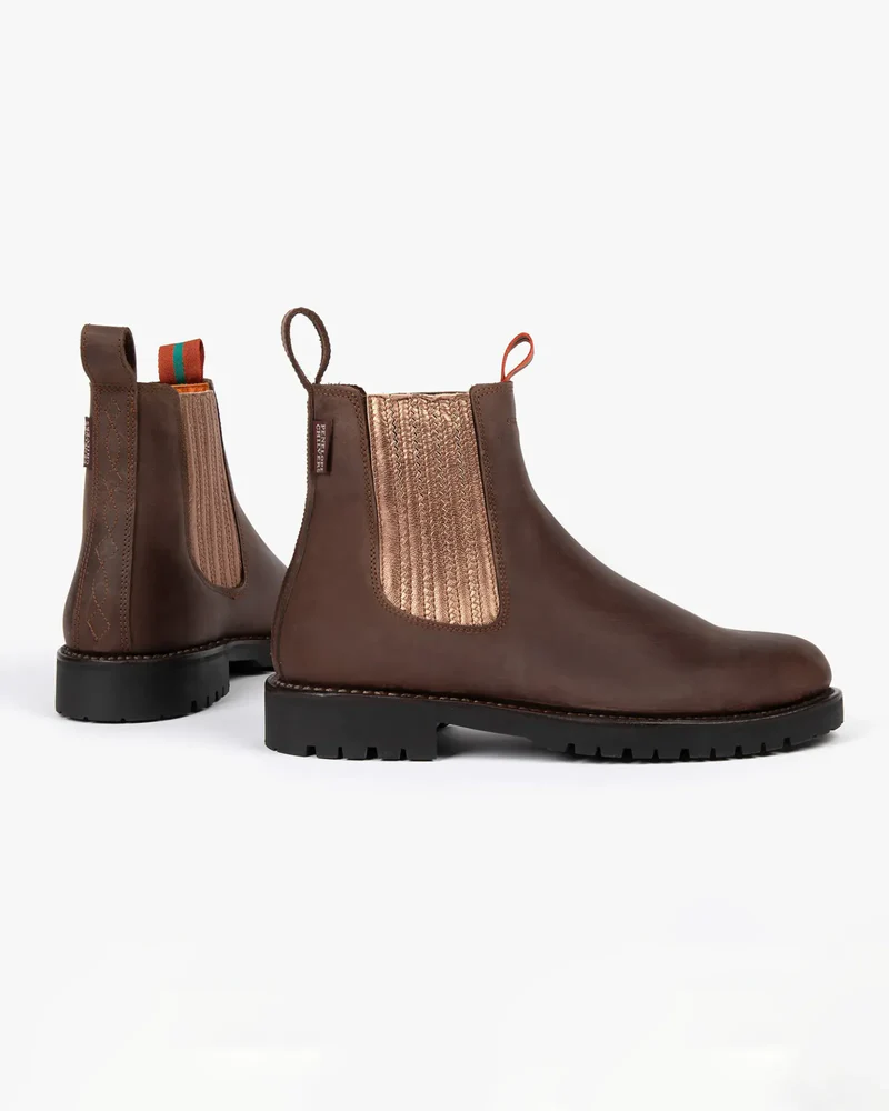 Oscar Metallic Ankle Boot – Bitter Chocolate and Rose Gold