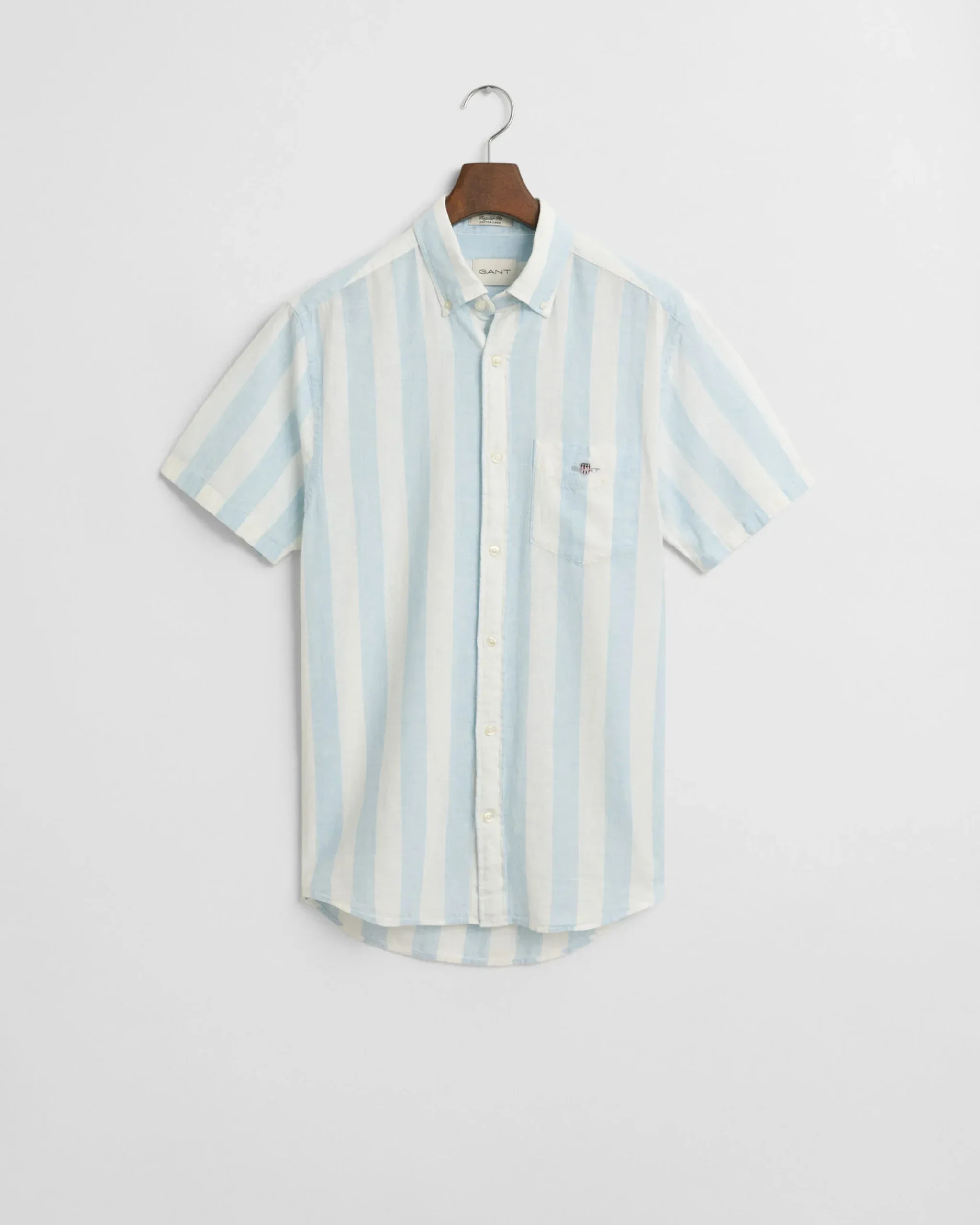 Striped Cotton Linen Short Sleeve Shirt – Fresh Blue