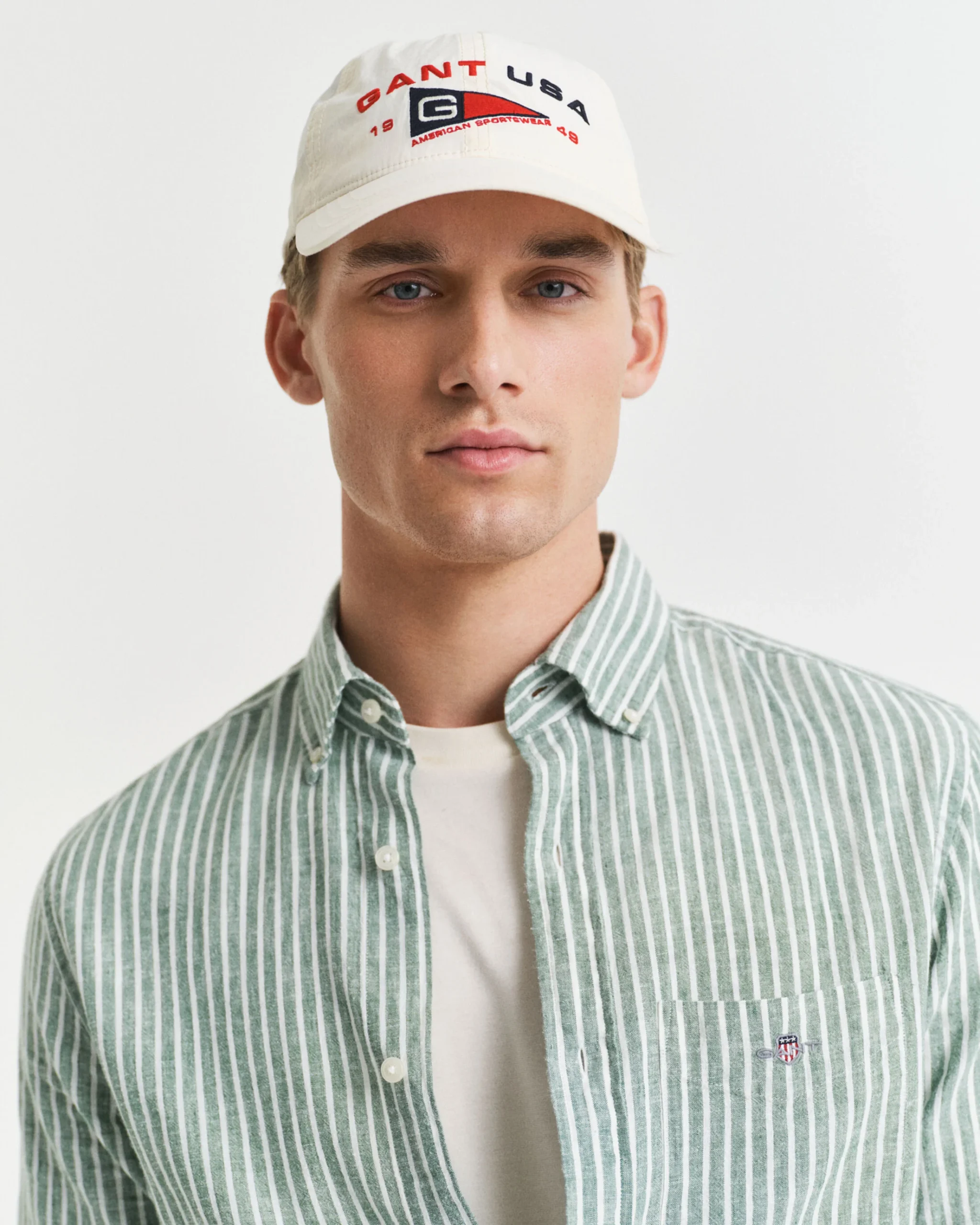 Striped Cotton Linen Shirt – Woody Green