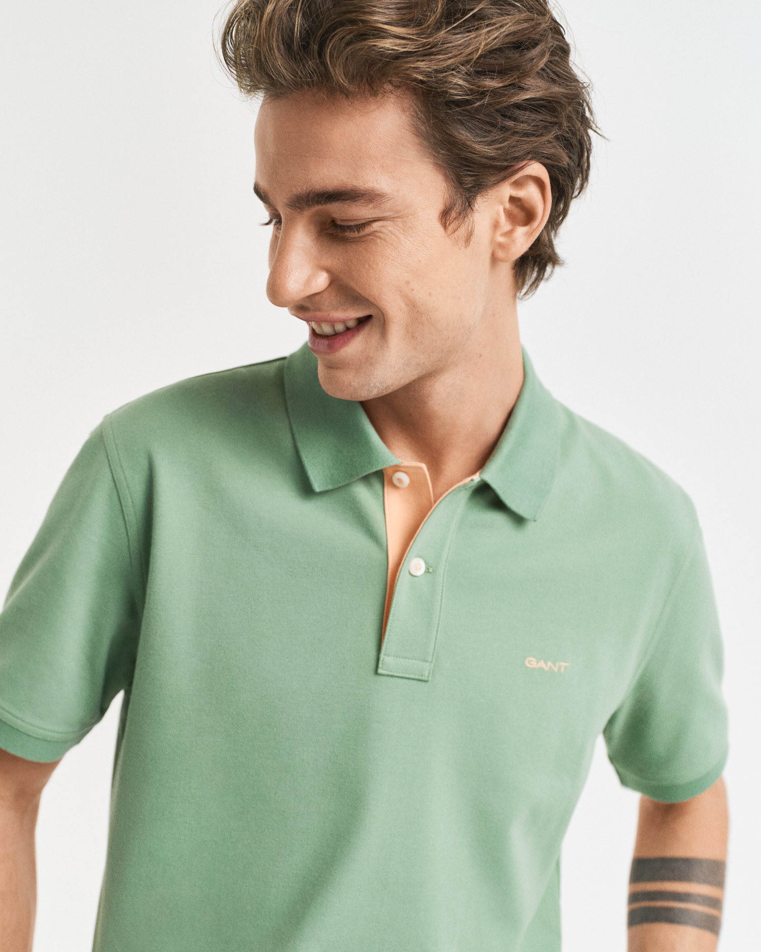 Contrast Piqué Polo Shirt – Kalamata Green