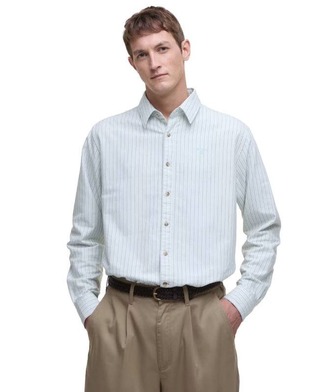 Fenfield Striped Shirt – Pale Apple Green