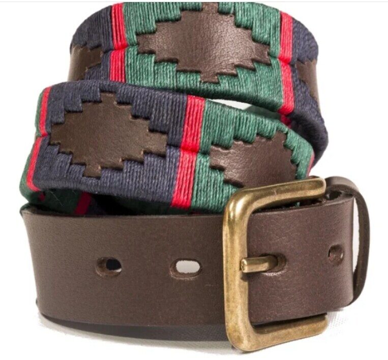 Polo Belt – Navy/Dark Green/Red Stripe