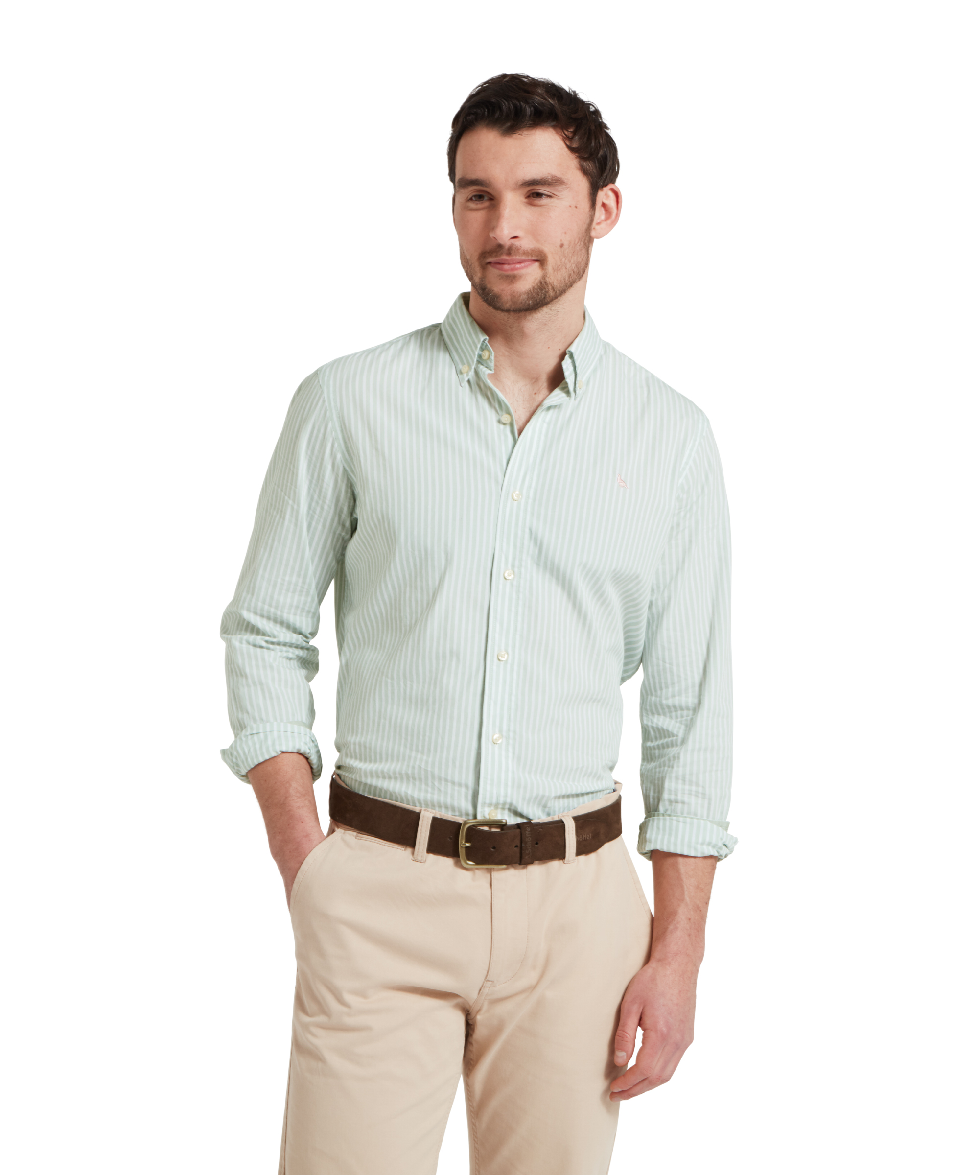 Holme Striped Shirt – Aqua Sage