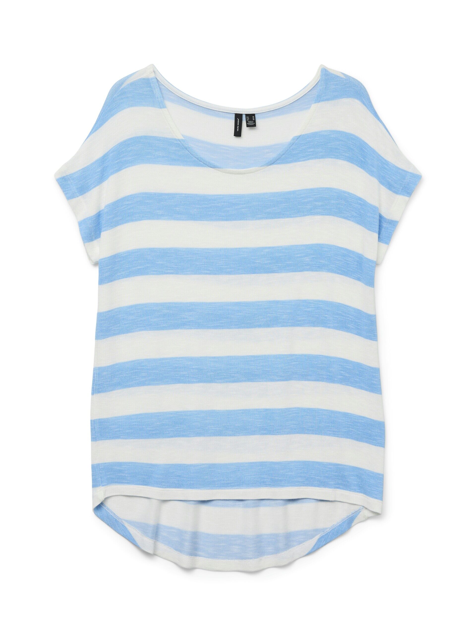 Wide Stripe Short Sleeved Top – Azure Blue