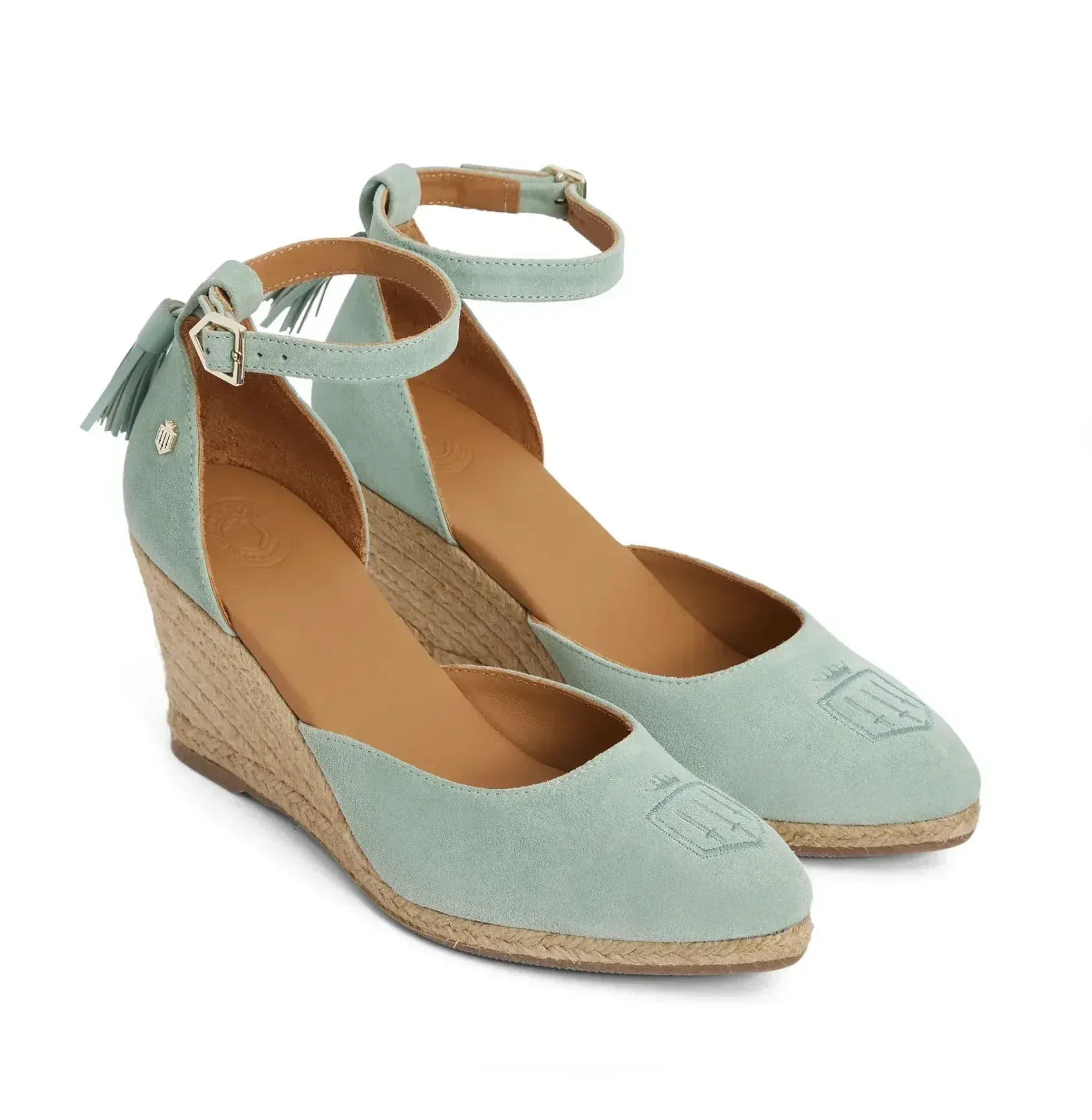 Monaco Wedge Espadrilles – Mint Suede