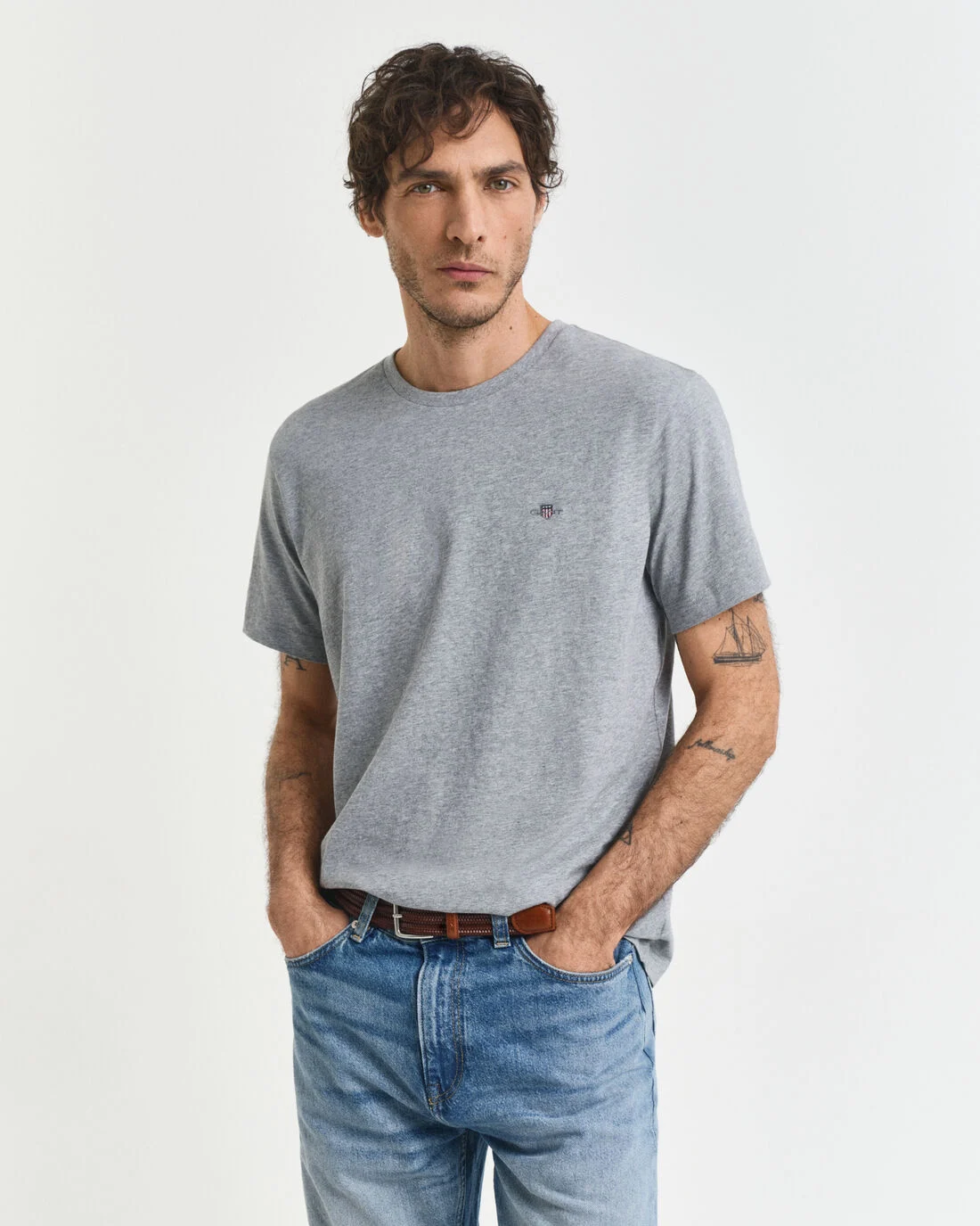 Regular Fit Shield T-Shirt – Grey Melange