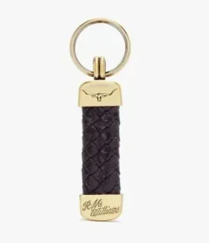 Plaited Leather Keyring – Black