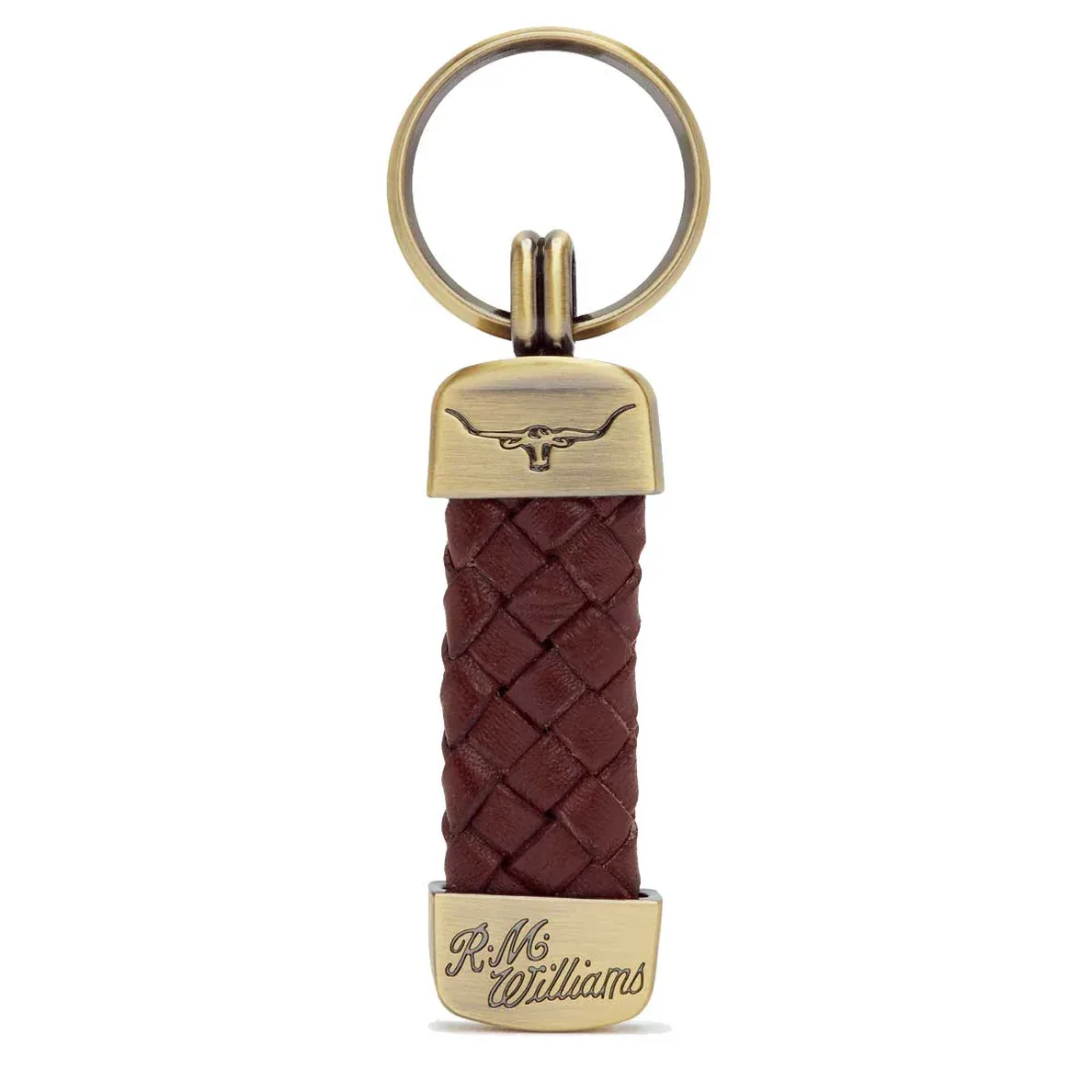 Plaited Leather Keyring – Brown