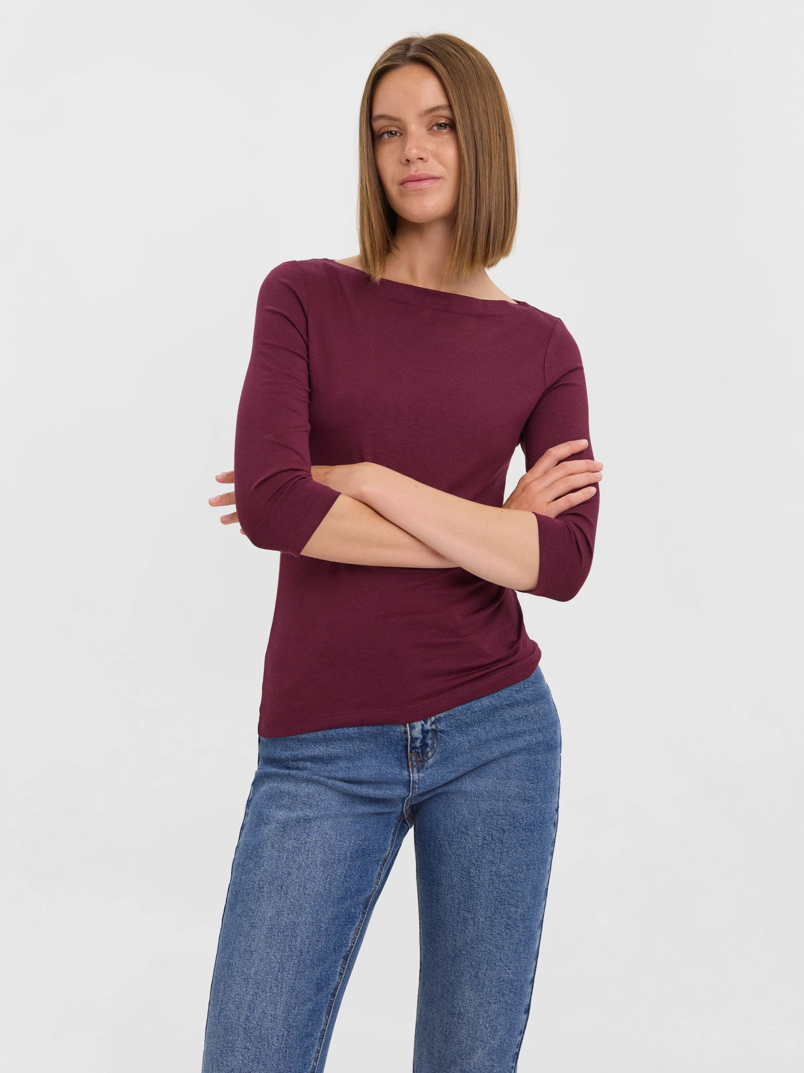 Panda 3/4 Sleeve Top – Wine